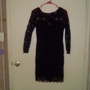 Black lace mini dress